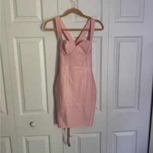 House of CB Pink Bodycon Mini Dress Sweetheart Neckline